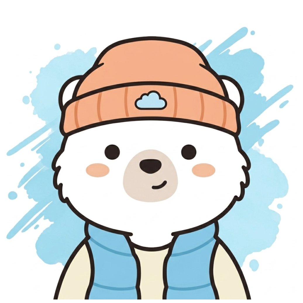 Cloud Bear in orange beanie